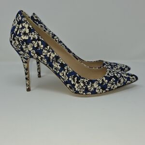 J.Crew Elsie pumps heels –Blue Floral Flower - Size 10 - Made in Italy